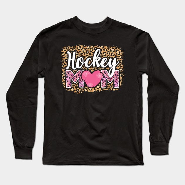 Cute Hockey Mom Leopard Long Sleeve T-Shirt by White Martian